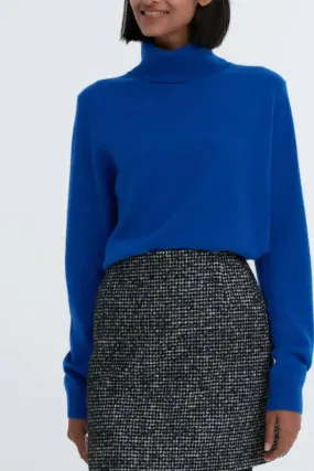 100% Cashmere Turtleneck Jumper In Blue