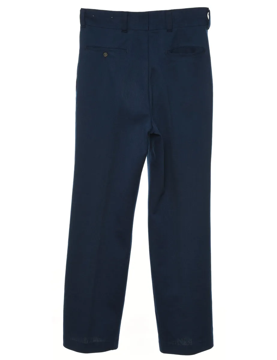 1970s Navy Classic Straight-Fit Suit Trousers - W30 L26