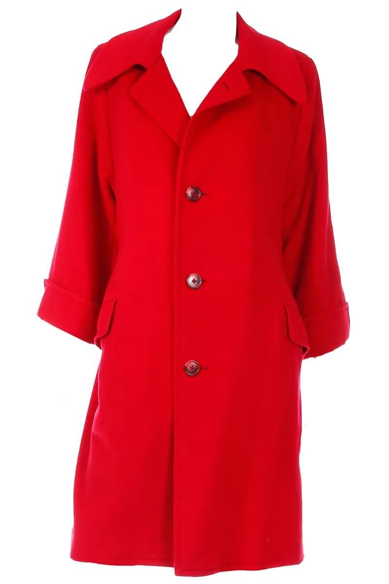 1980s Vintage Red Cashmere Long Coat