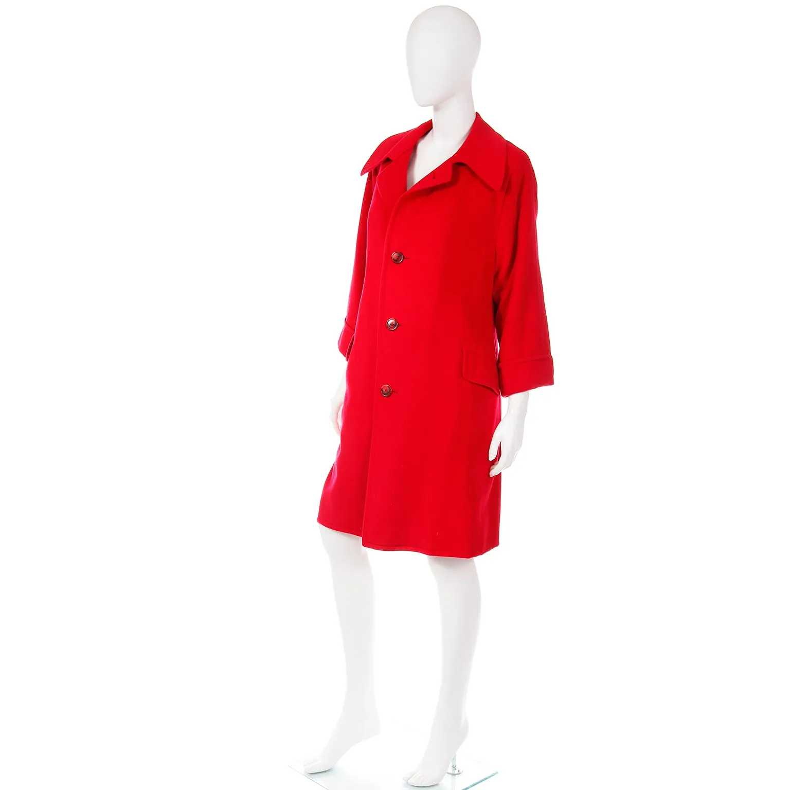 1980s Vintage Red Cashmere Long Coat