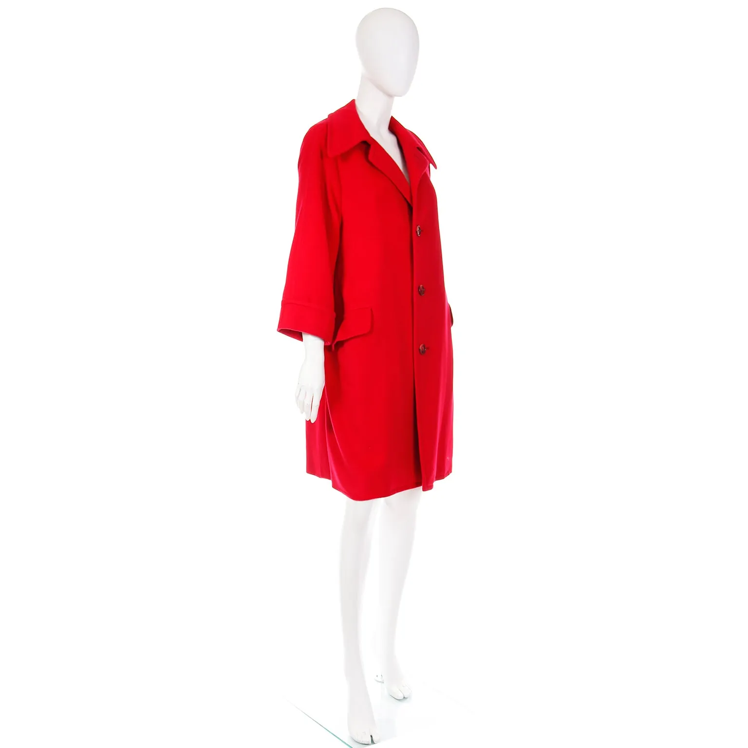 1980s Vintage Red Cashmere Long Coat