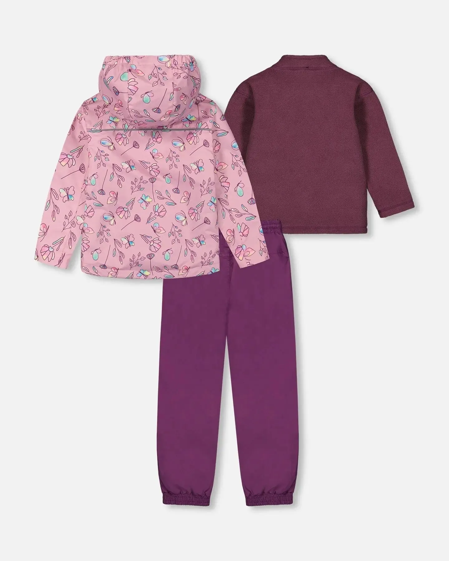 3-In-1 Mid-Season Outerwear Set With Printed Jacket Lilac And Multicolored Butterfly