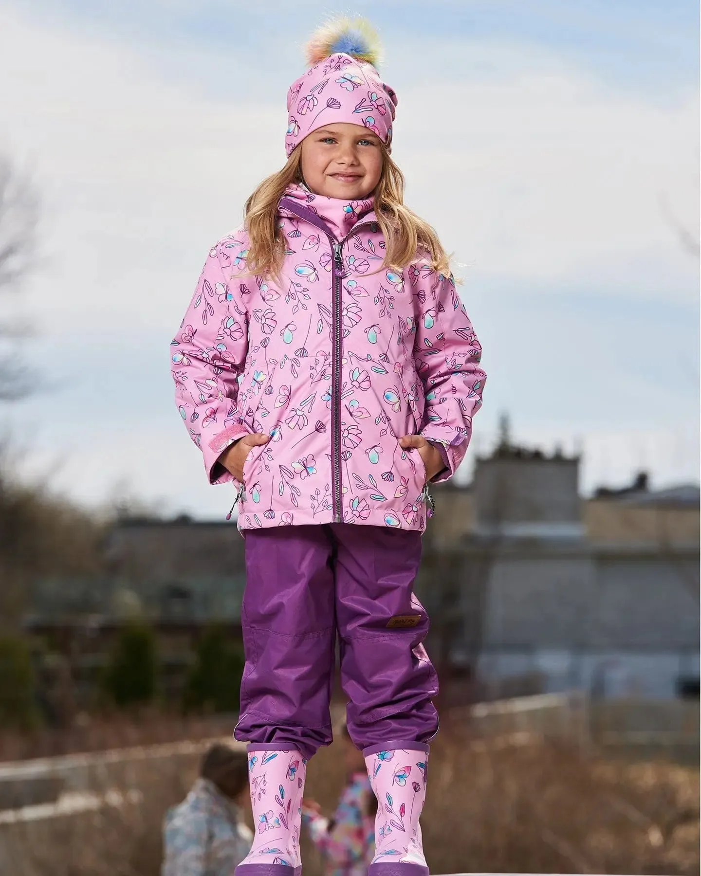 3-In-1 Mid-Season Outerwear Set With Printed Jacket Lilac And Multicolored Butterfly