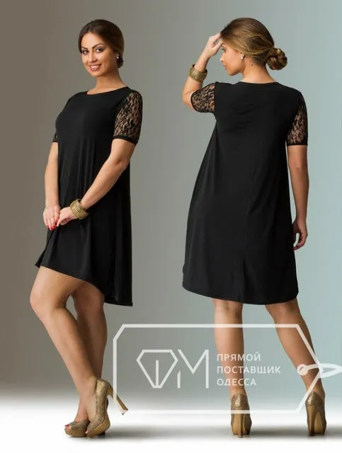 6XL Big Size Dress 2018 Summer Dresses Plus Size Women Lace Dress Short Sleeve Casual Dress Plus Size Women Clothing Vestidos