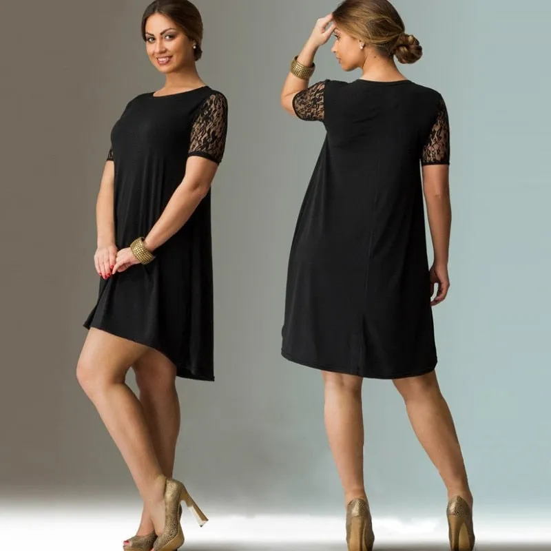 6XL Big Size Dress 2018 Summer Dresses Plus Size Women Lace Dress Short Sleeve Casual Dress Plus Size Women Clothing Vestidos