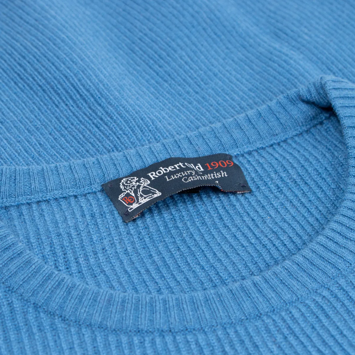 Airforce Blue Huntley 2ply Rib Crew Neck Cashmere Sweater