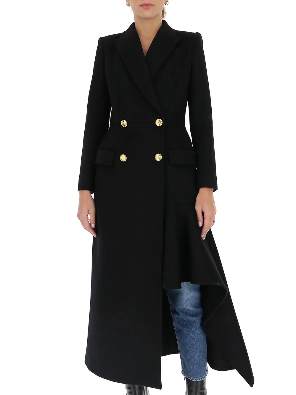 Alexander McQueen Double-Breasted Draped Coat