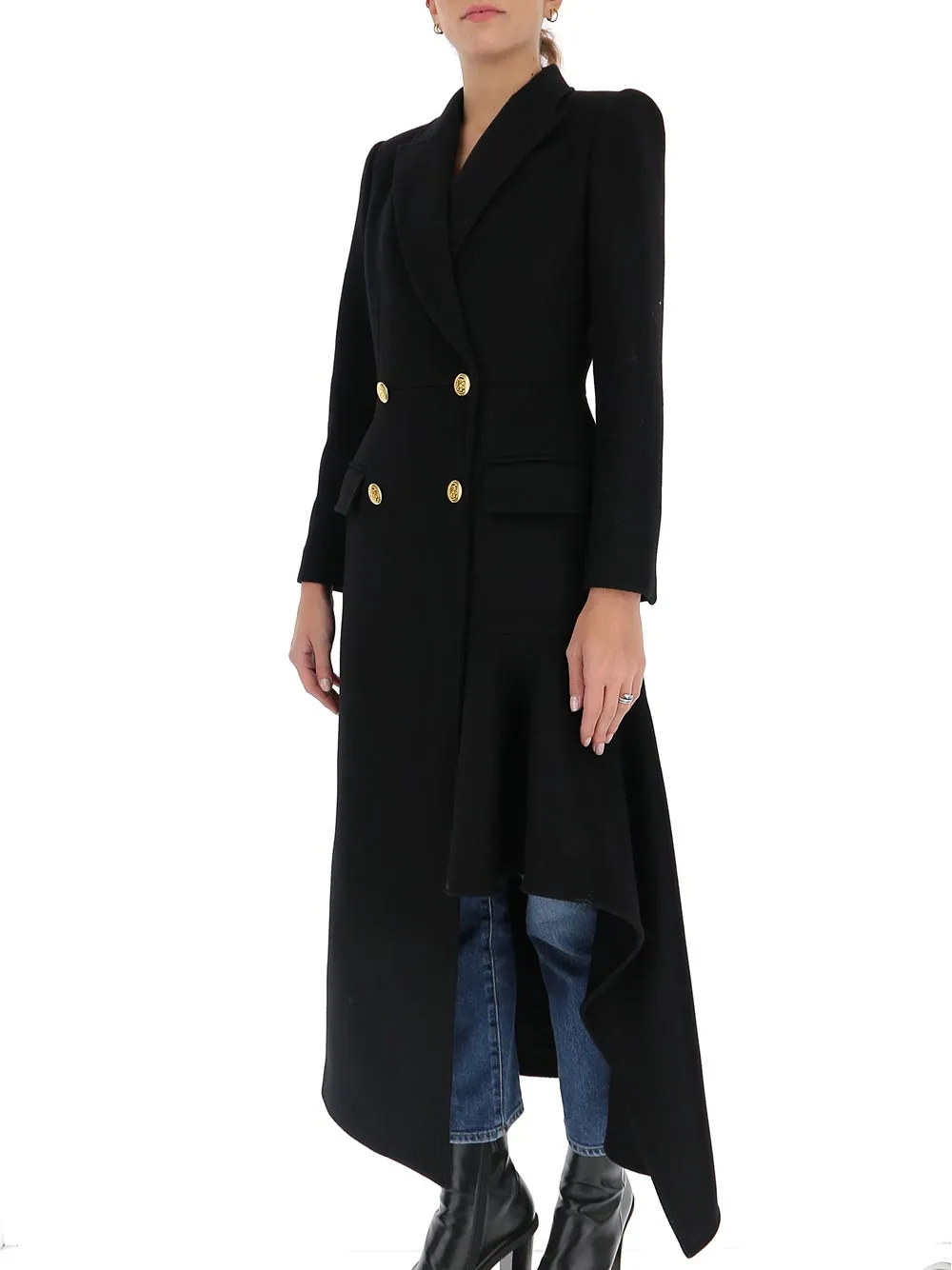 Alexander McQueen Double-Breasted Draped Coat