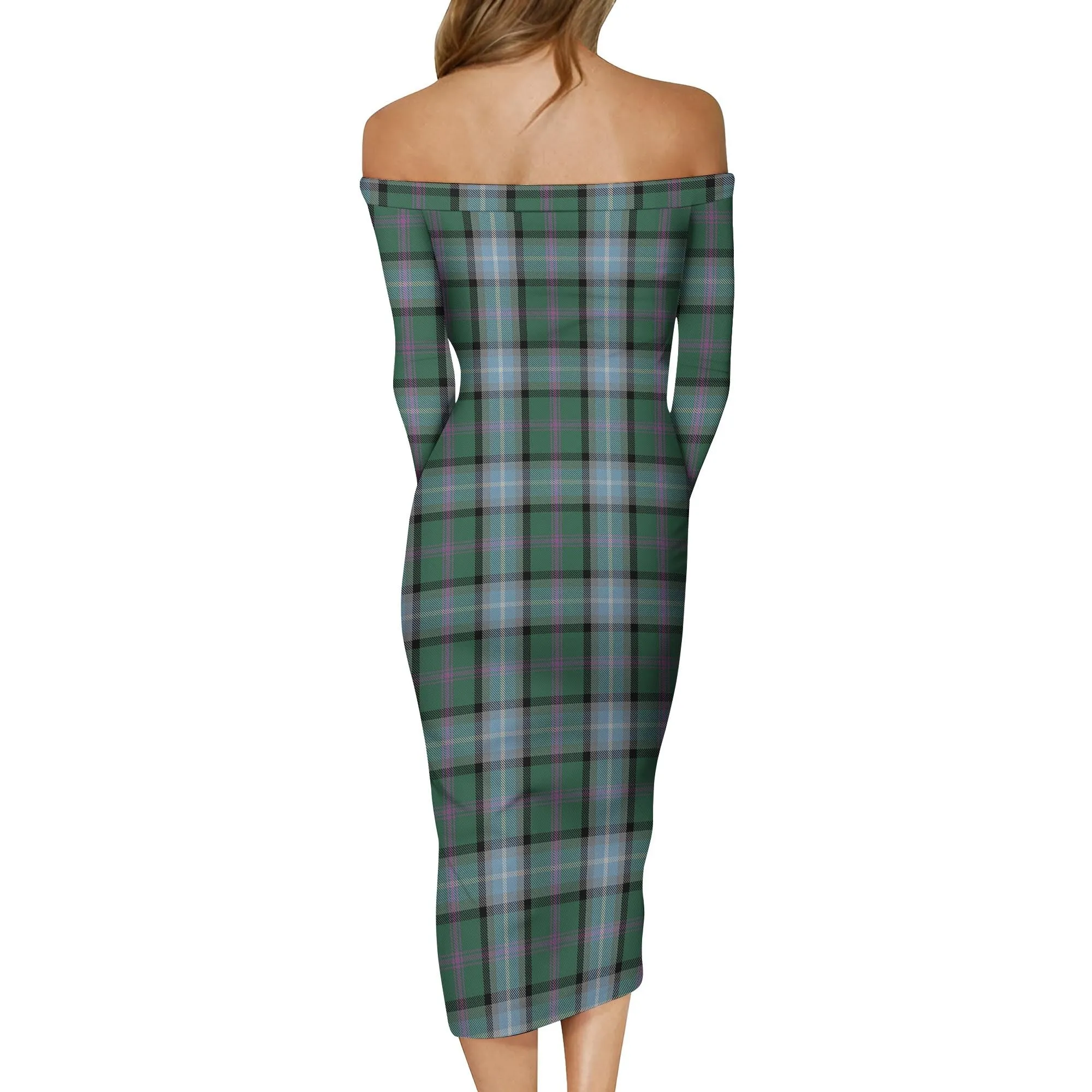 Alexander of Menstry Hunting Tartan Off Shoulder Lady Dress