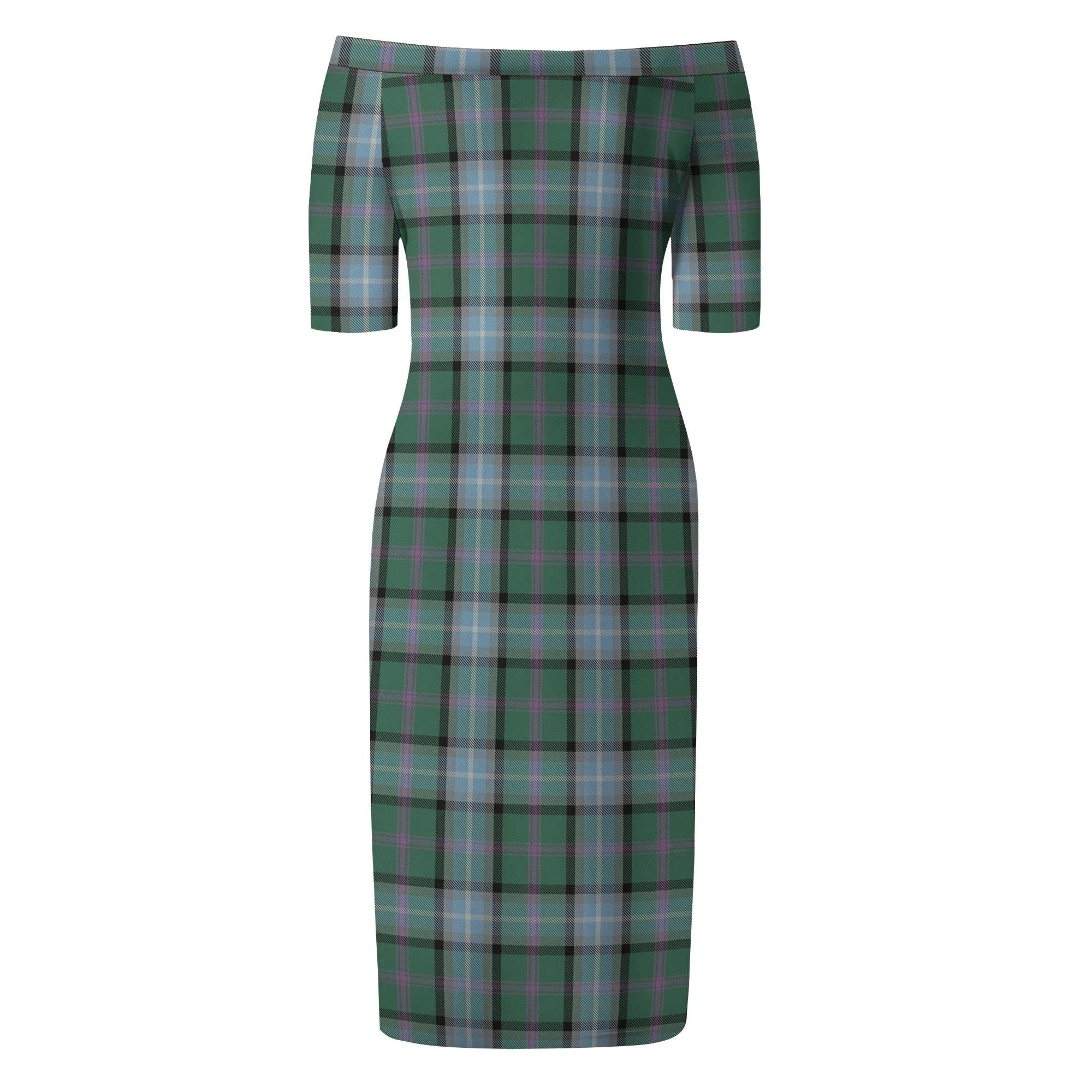 Alexander of Menstry Hunting Tartan Off Shoulder Lady Dress