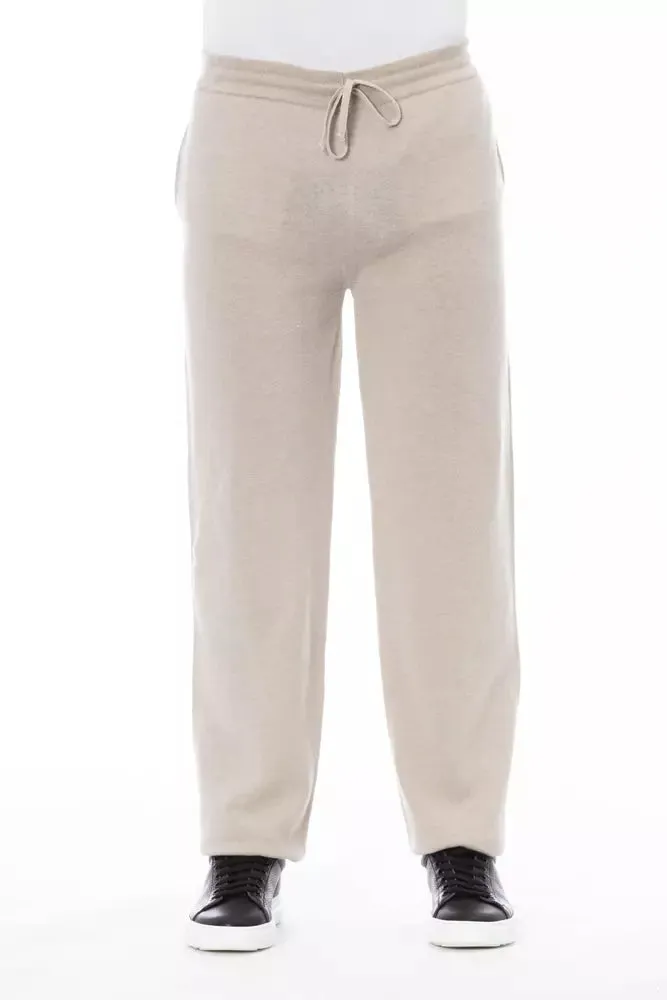 Alpha Studio Beige Wool Men Pant