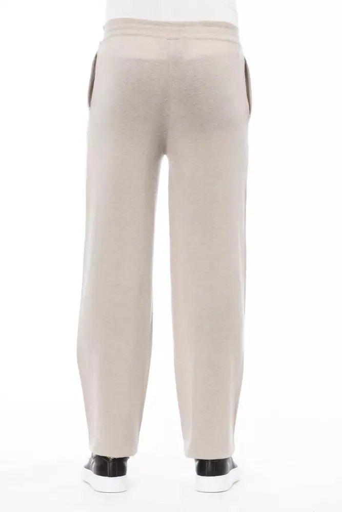 Alpha Studio Beige Wool Men Pant