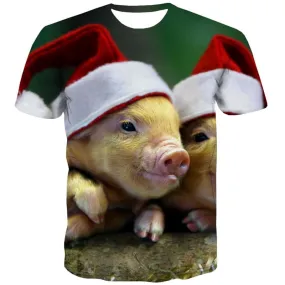 Animal T-shirt Men Christmas T-shirts 3d Lovely T shirts Funny Harajuku T-shirts Graphic