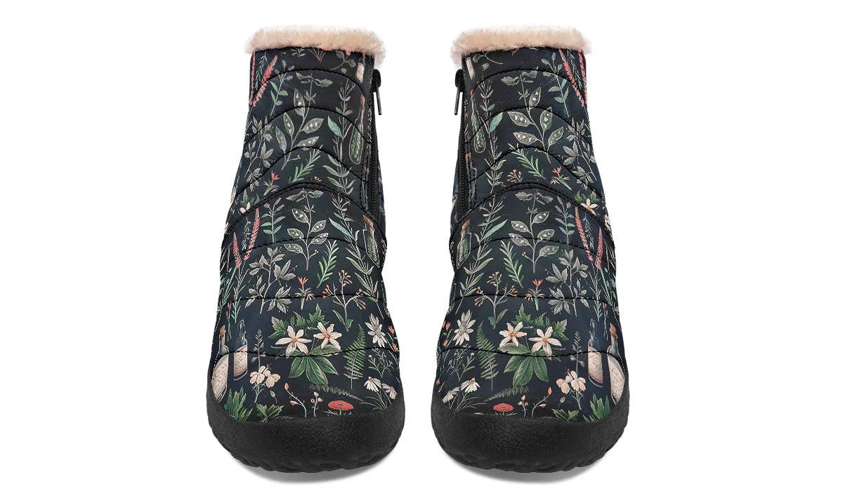 Apothecary Haven Comfy Winter Boots - Warm Vegan Boots with Side Zipper and Anti-Slip Soles