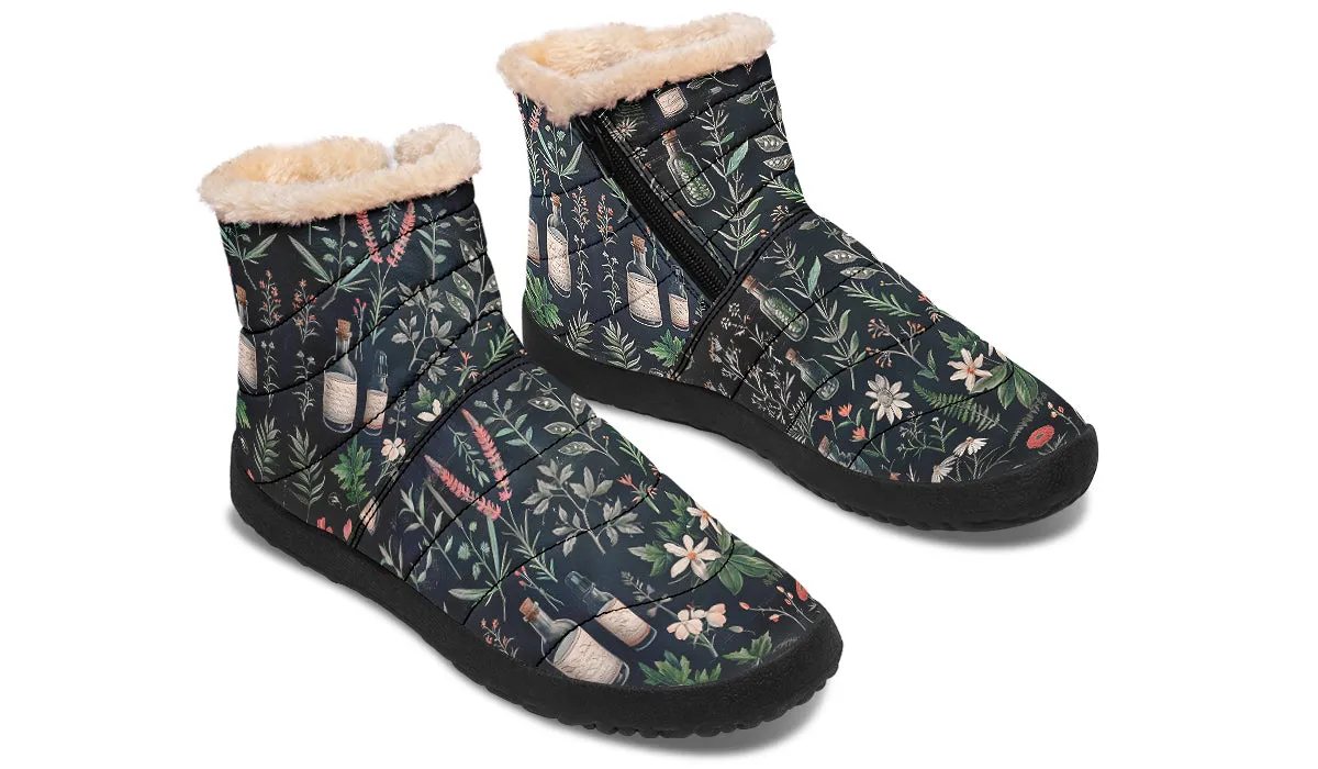 Apothecary Haven Comfy Winter Boots - Warm Vegan Boots with Side Zipper and Anti-Slip Soles