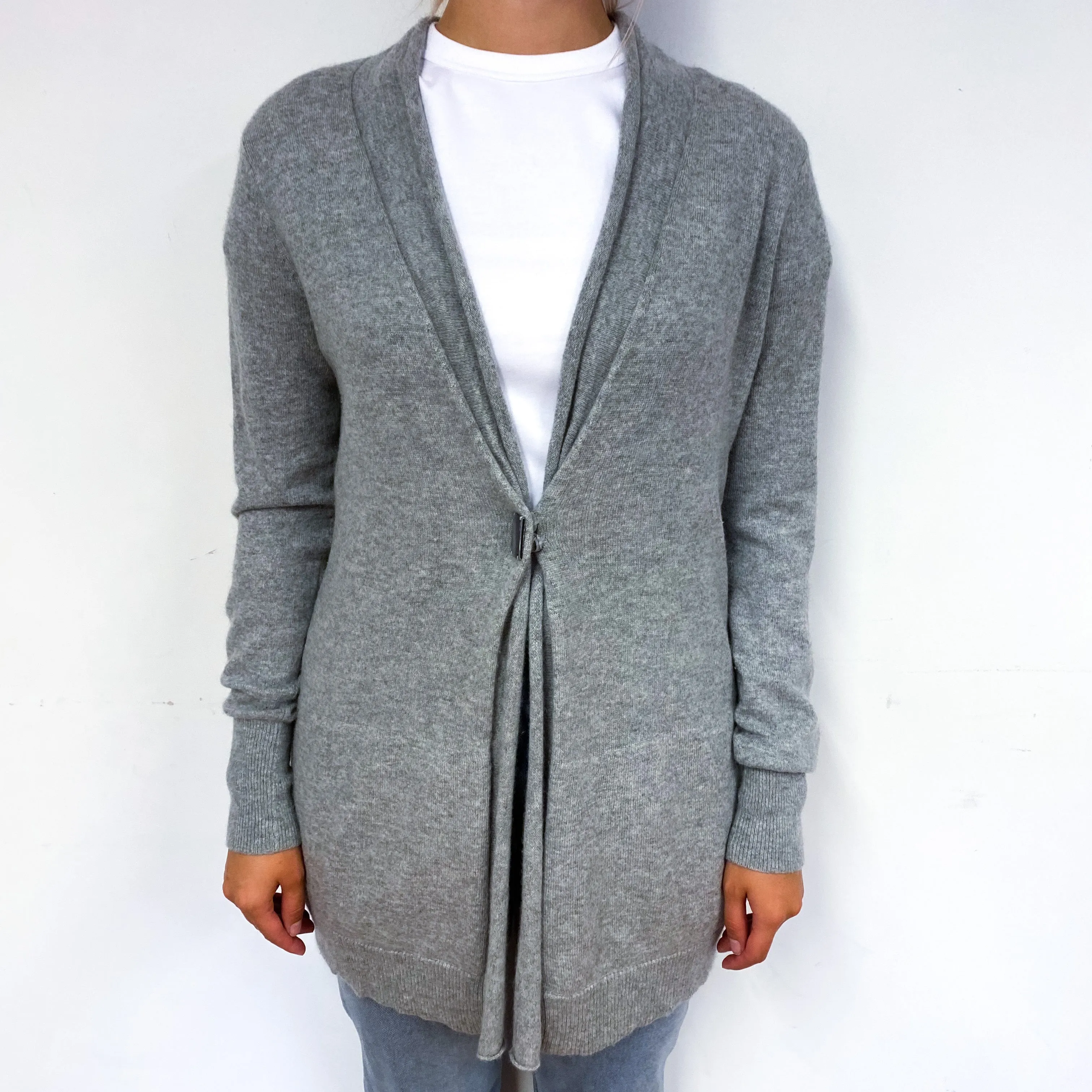 Ash Grey Slouchy Cashmere Cardigan with Pockets Small