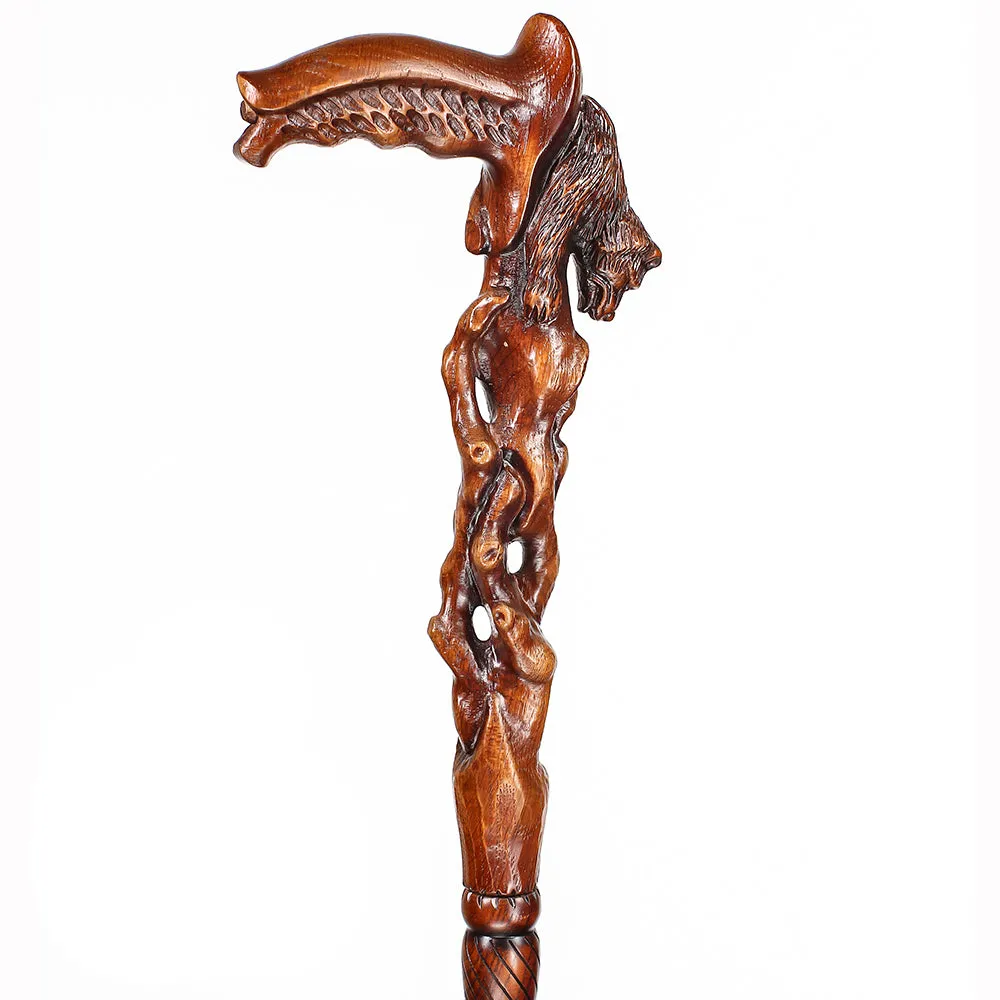 Awakening Bear (dark) Artisan Intricate Handcarved Cane