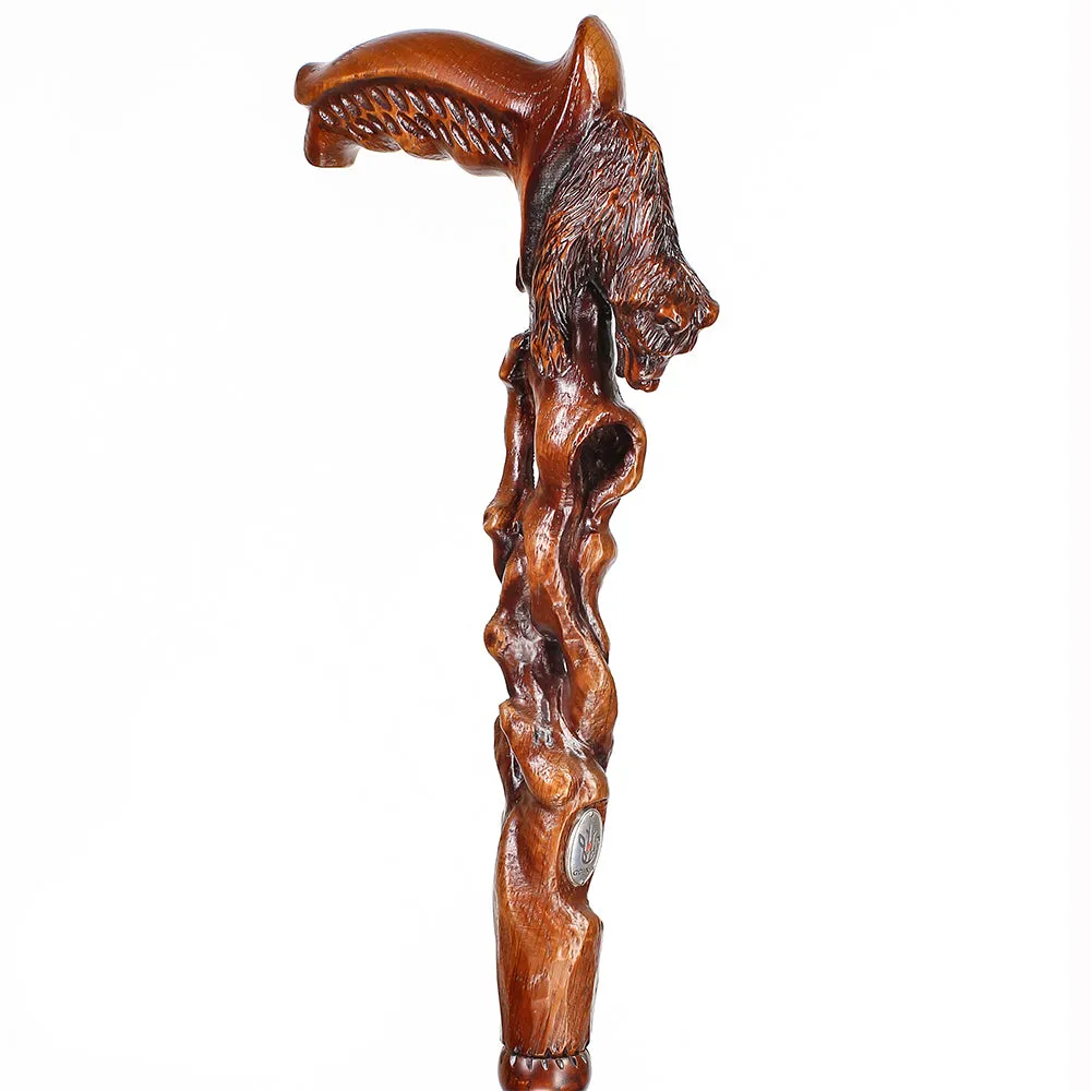 Awakening Bear (dark) Artisan Intricate Handcarved Cane