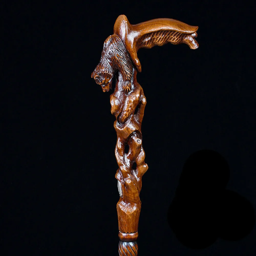 Awakening Bear (dark) Artisan Intricate Handcarved Cane