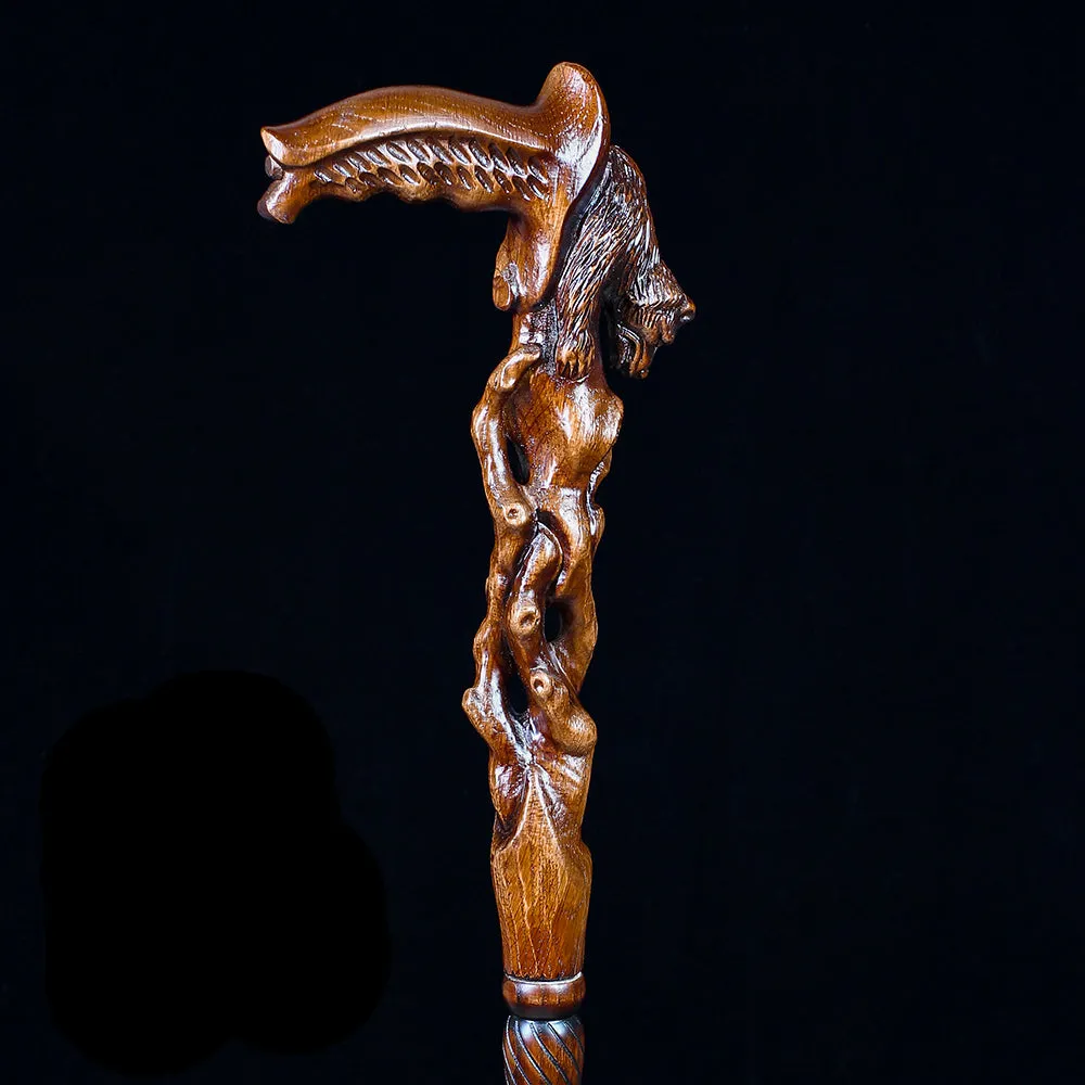 Awakening Bear (dark) Artisan Intricate Handcarved Cane