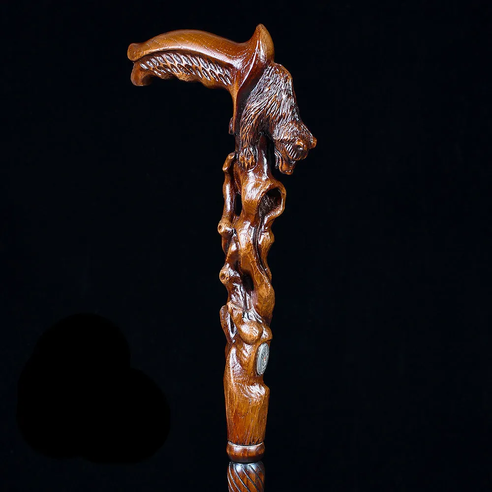 Awakening Bear (dark) Artisan Intricate Handcarved Cane