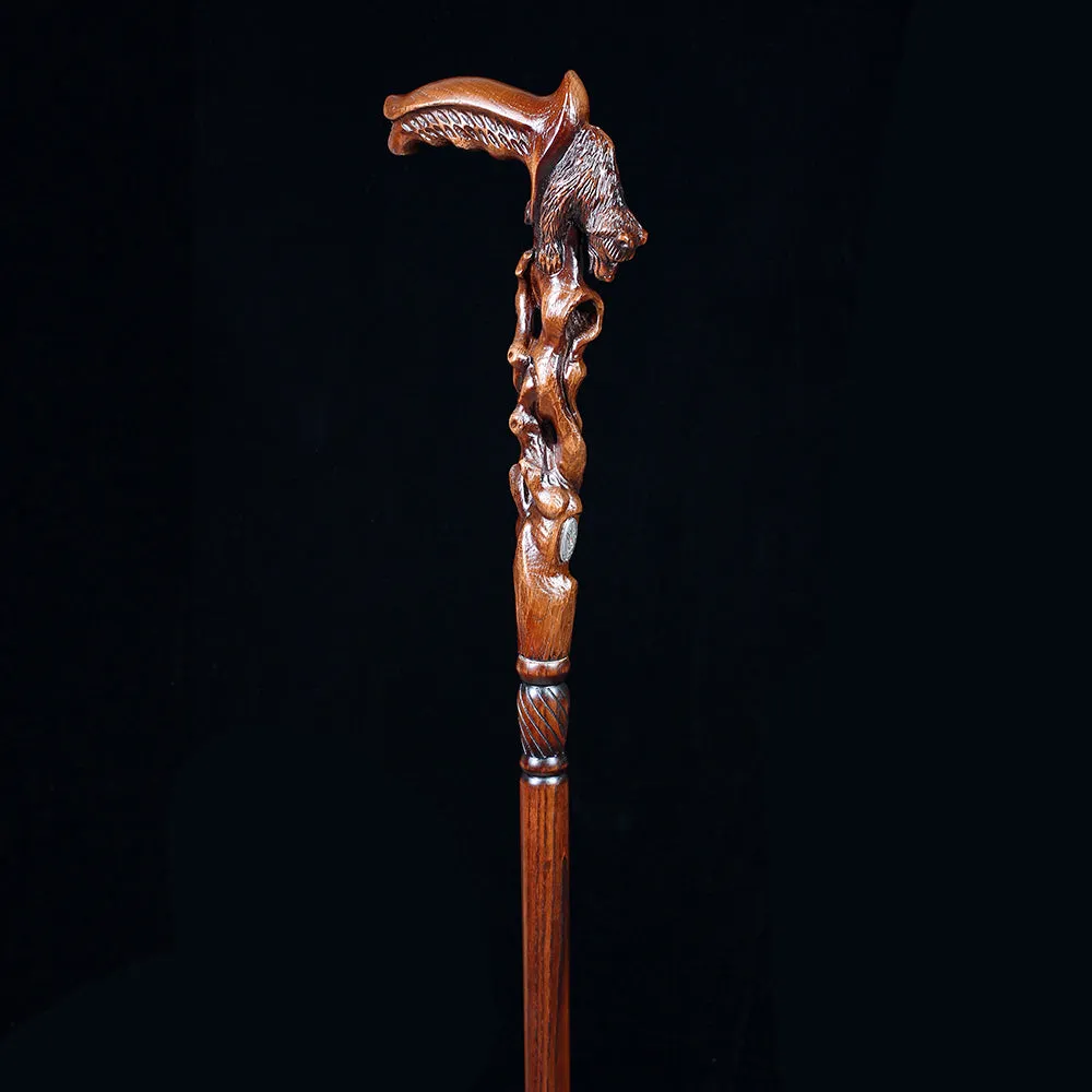 Awakening Bear (dark) Artisan Intricate Handcarved Cane