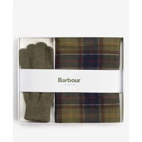 Barbour Tartan Scarf & Glove Gift Set - Classic/Olive