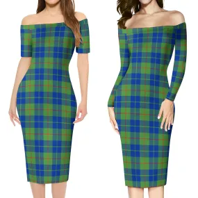 Barclay Hunting Ancient Tartan Off Shoulder Lady Dress