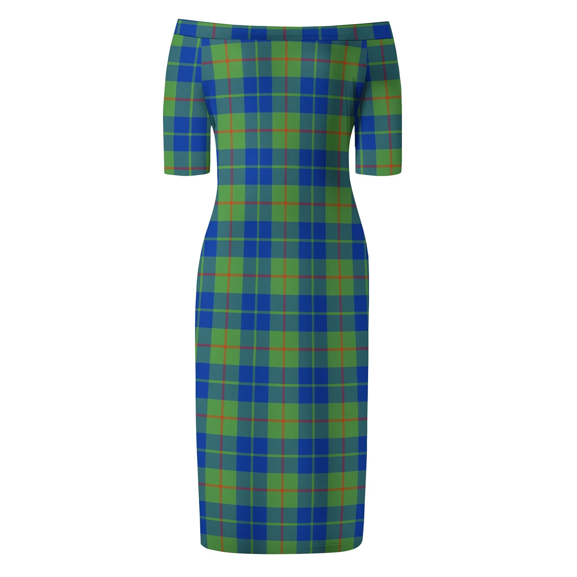 Barclay Hunting Ancient Tartan Off Shoulder Lady Dress