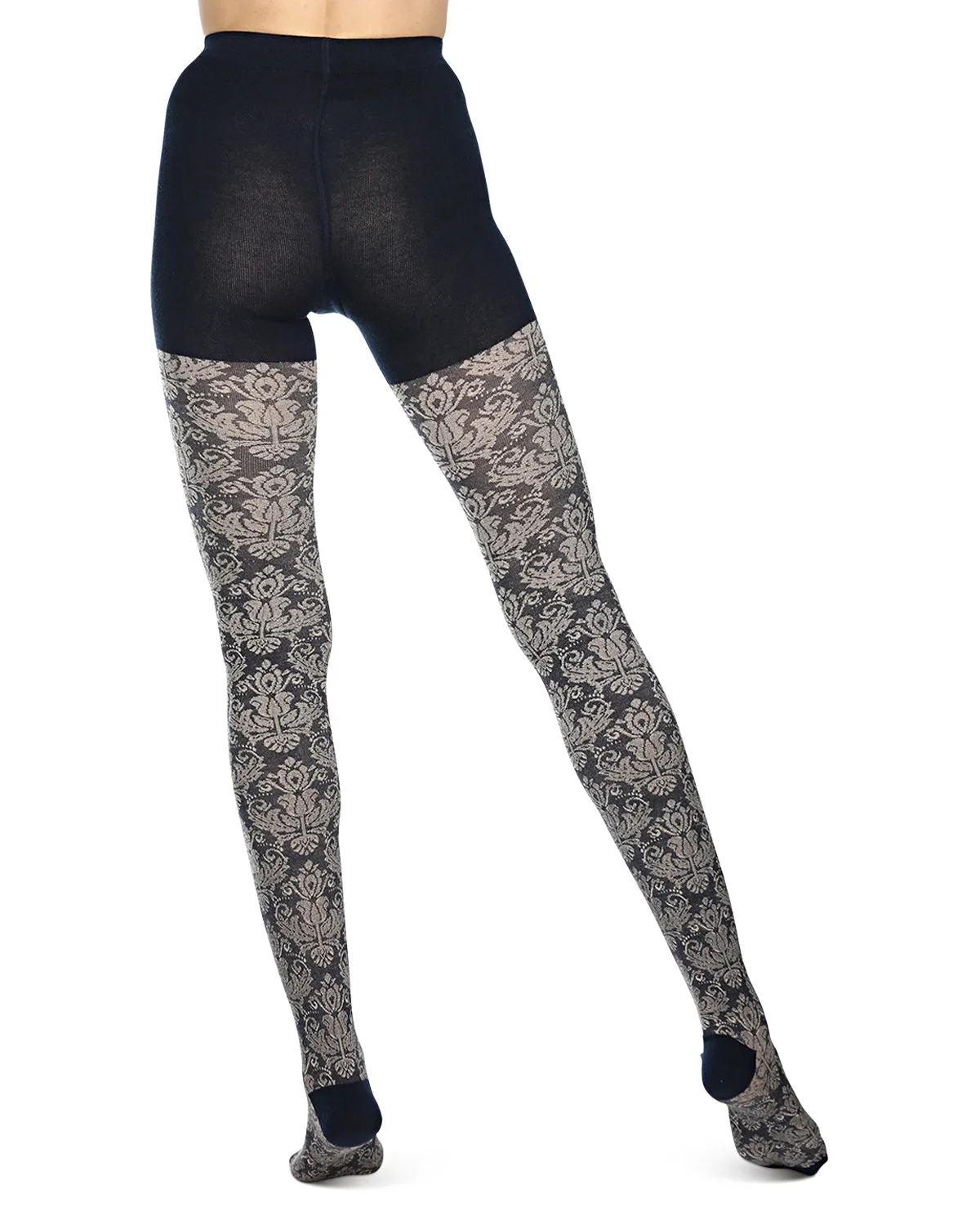 Baroque Patterned Cotton Blend Sweater Tights