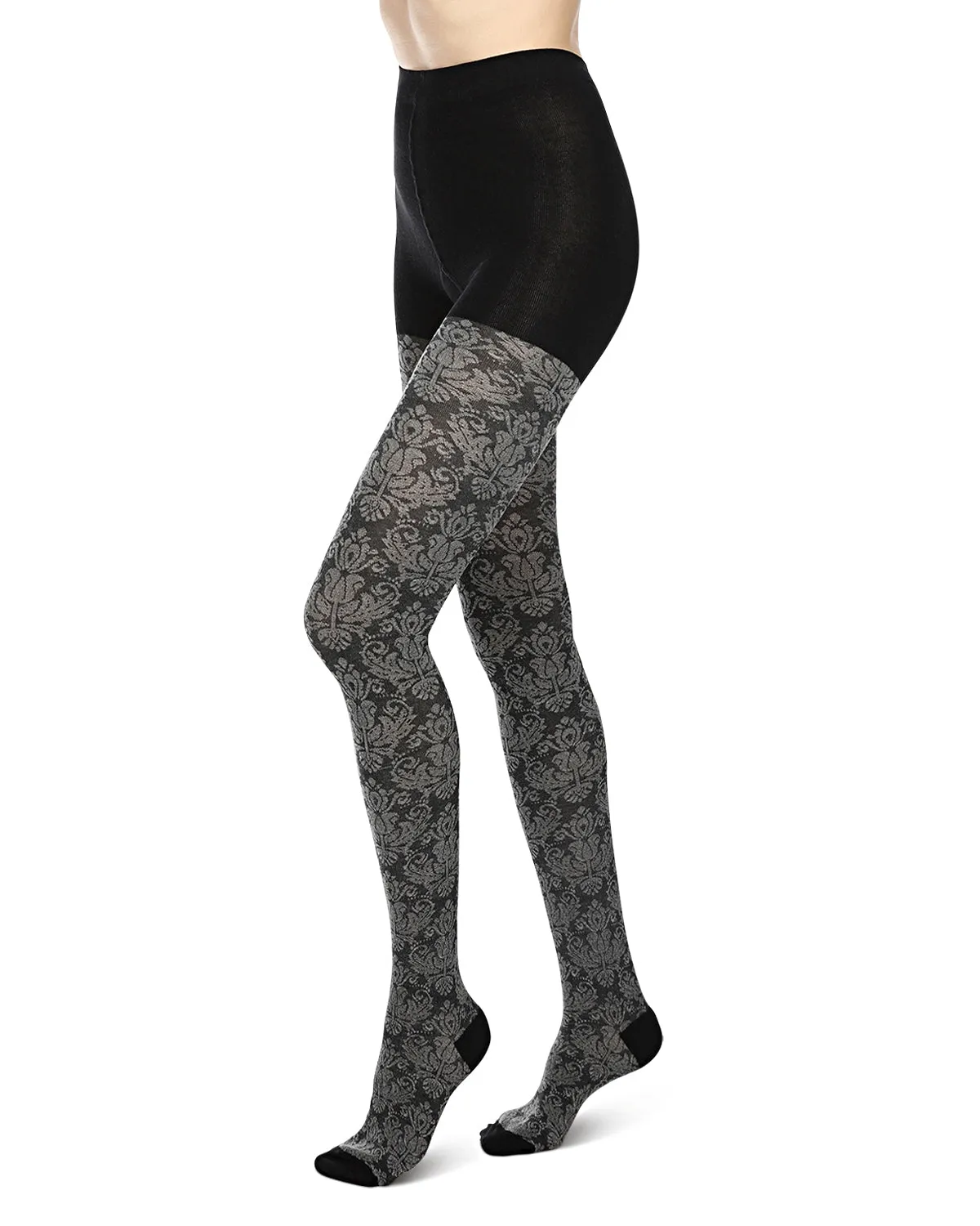 Baroque Patterned Cotton Blend Sweater Tights