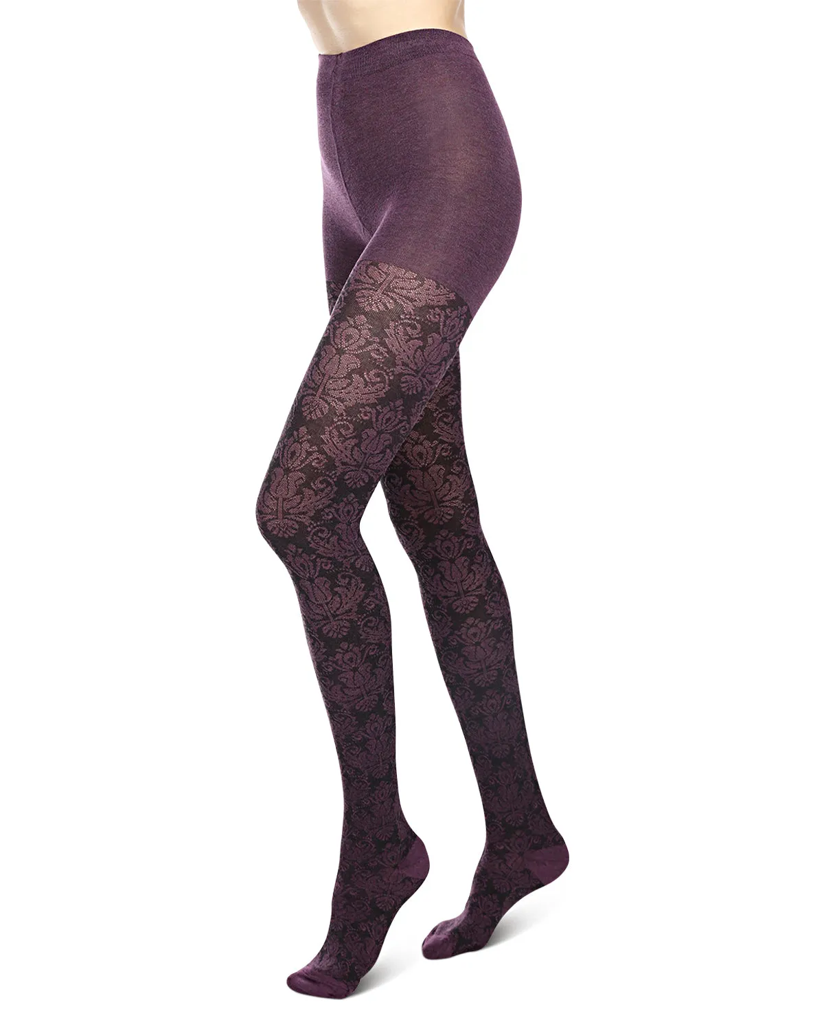 Baroque Patterned Cotton Blend Sweater Tights