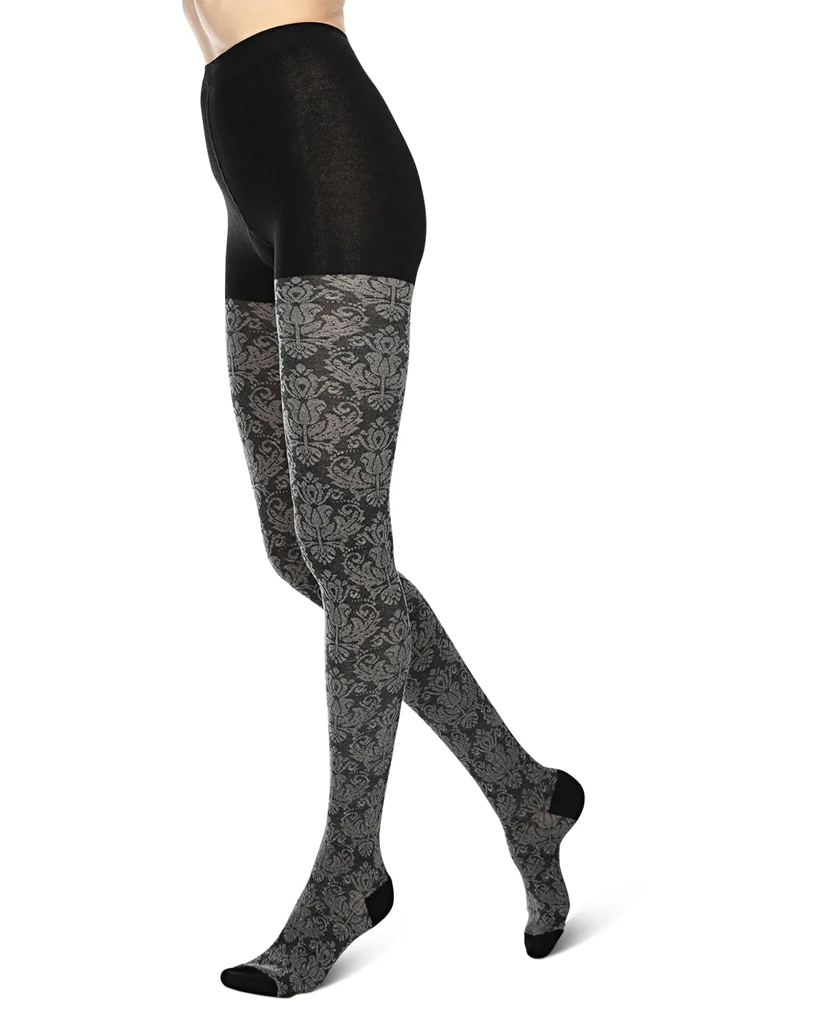 Baroque Patterned Cotton Blend Sweater Tights