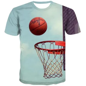 Basketball T shirts Men Night View T-shirts Graphic Galaxy T-shirts 3d City Tshirts Novelty