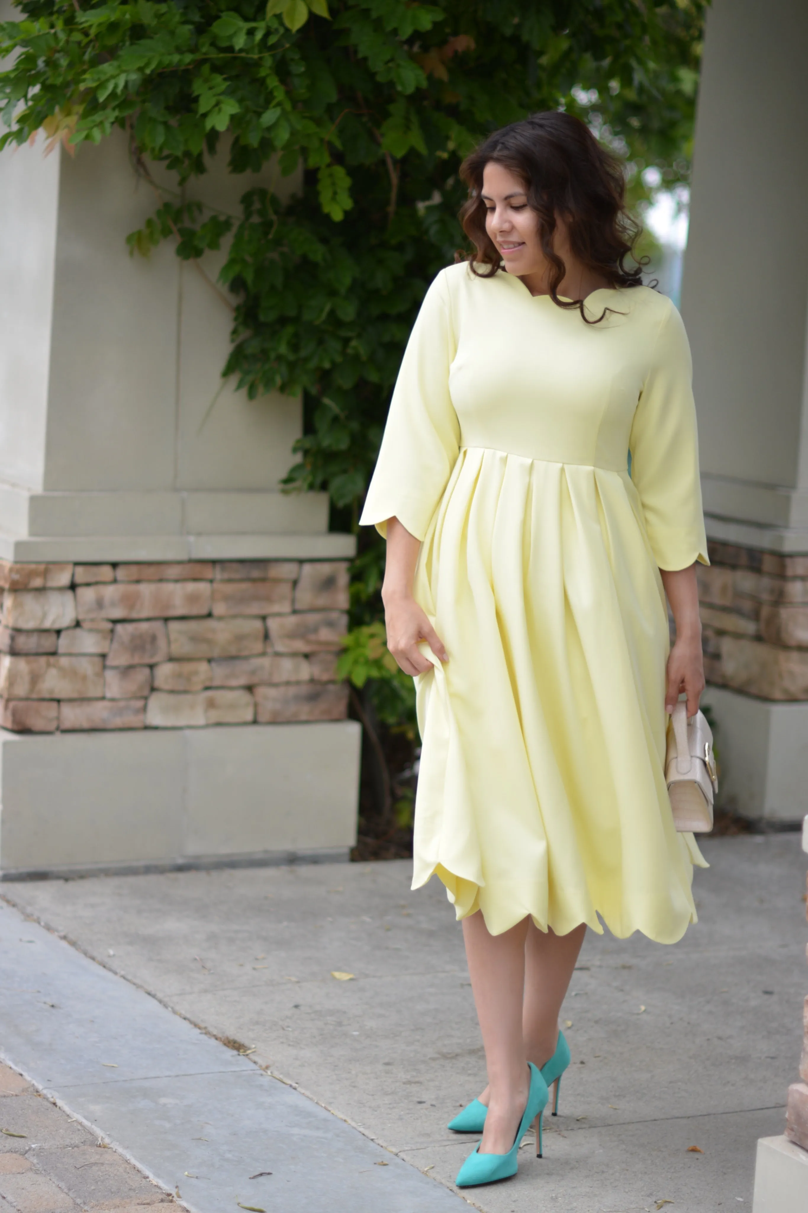 Berlin Scalloped Yellow Dress