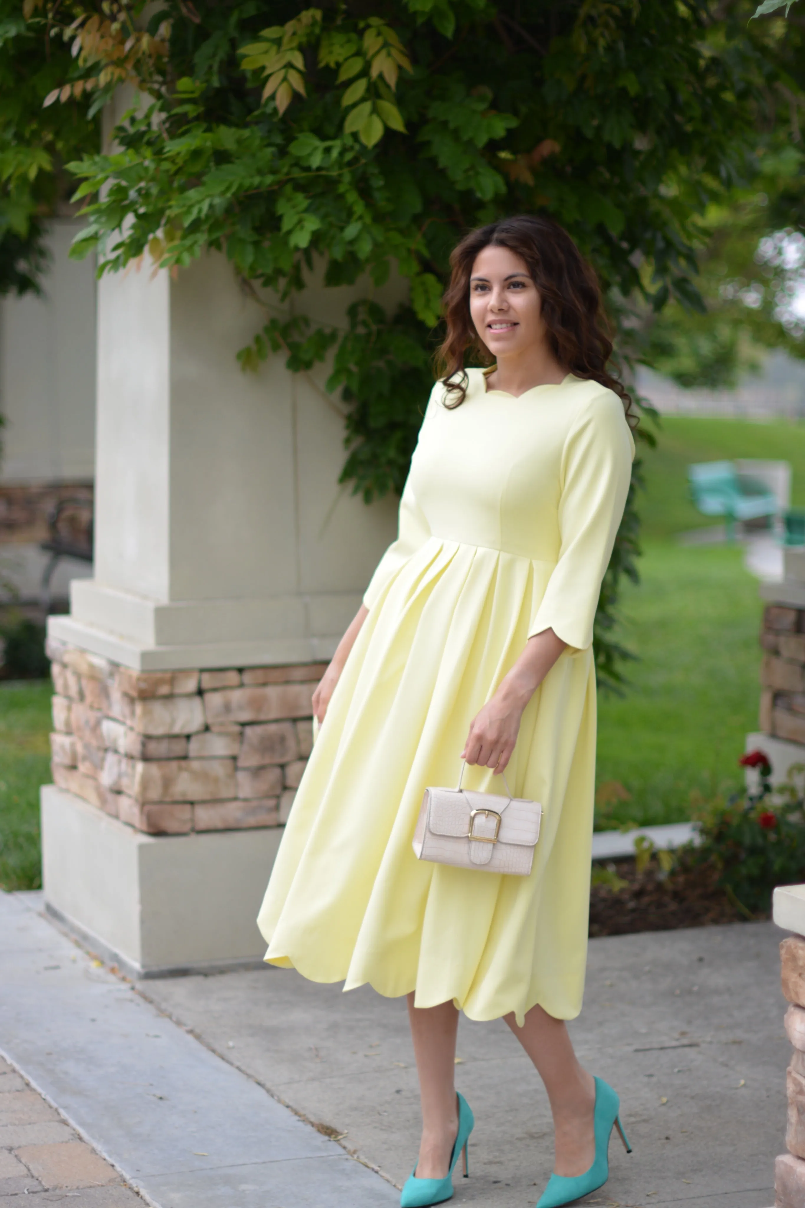 Berlin Scalloped Yellow Dress