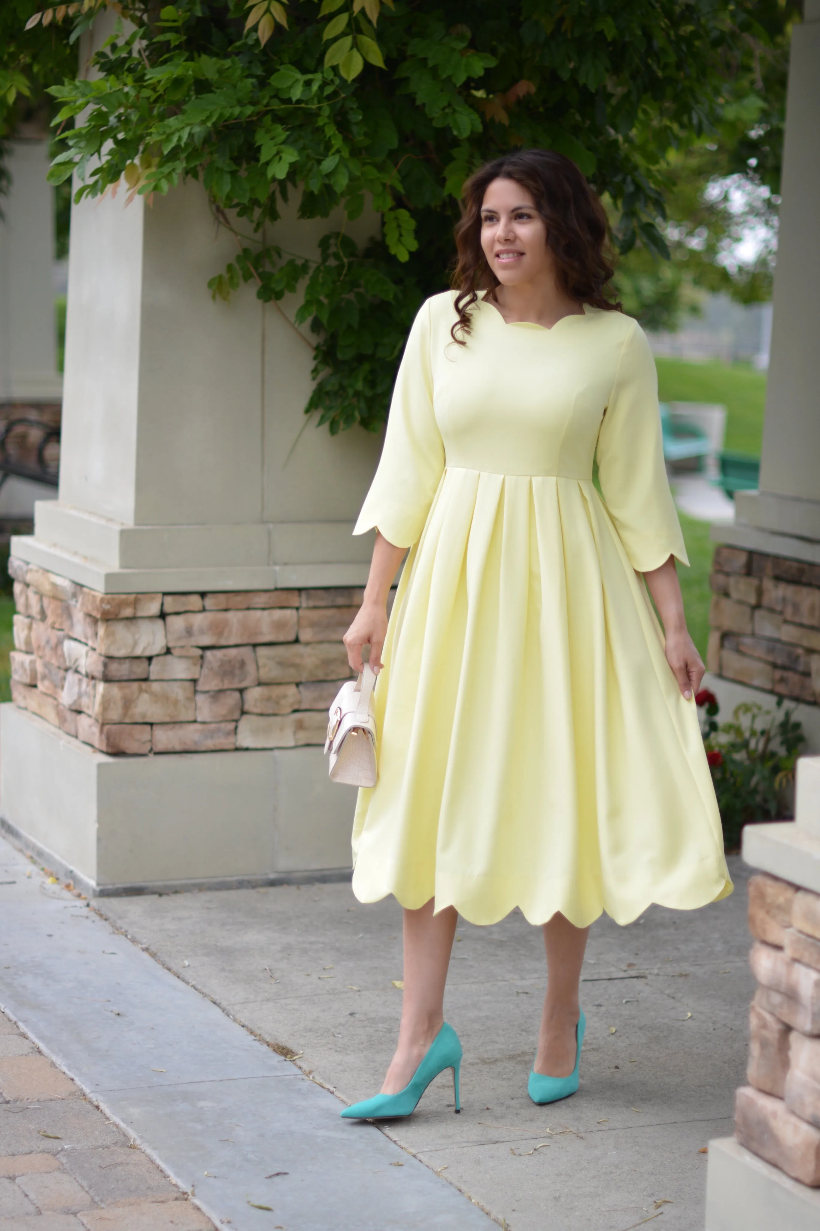 Berlin Scalloped Yellow Dress