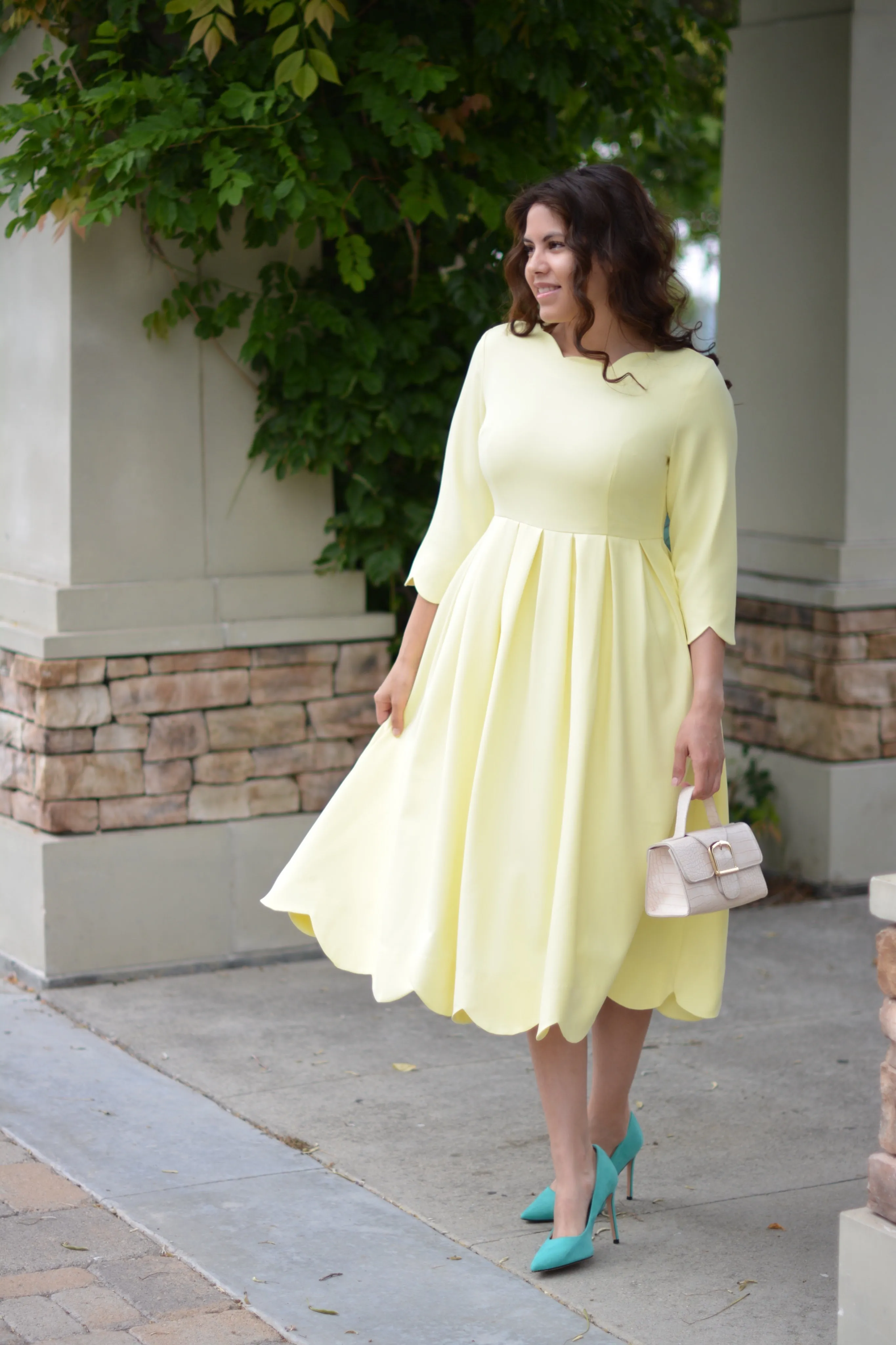 Berlin Scalloped Yellow Dress