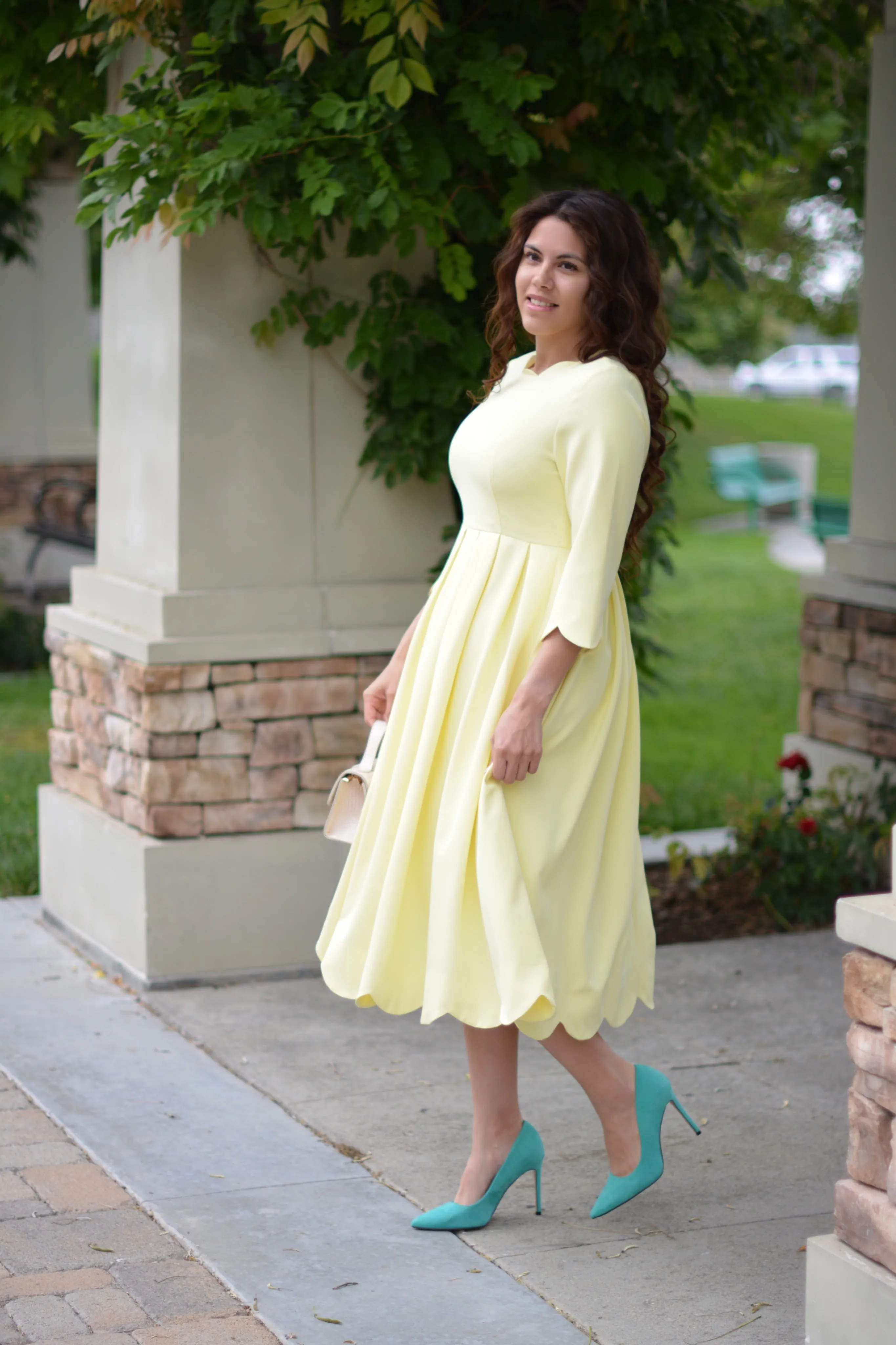 Berlin Scalloped Yellow Dress