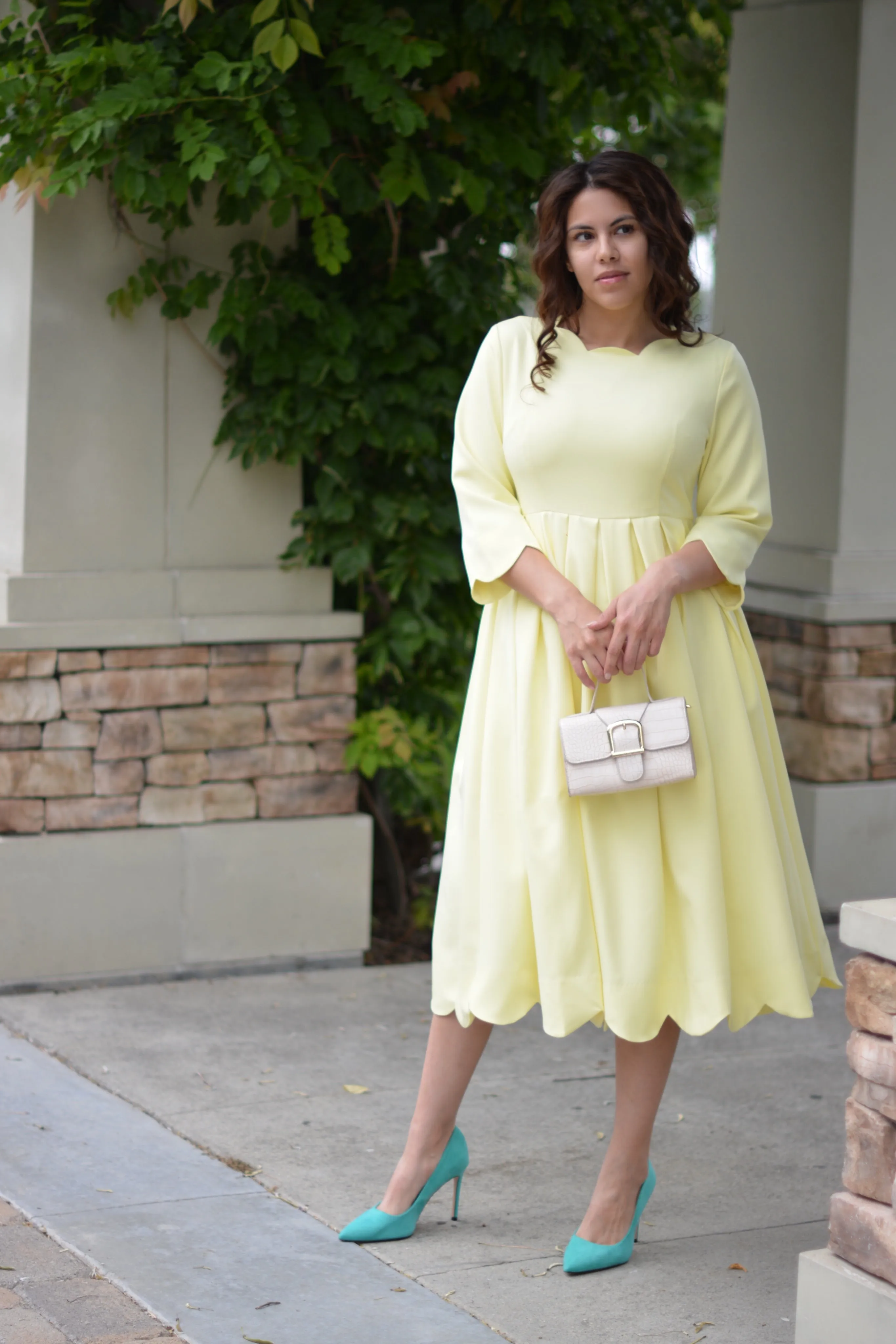 Berlin Scalloped Yellow Dress