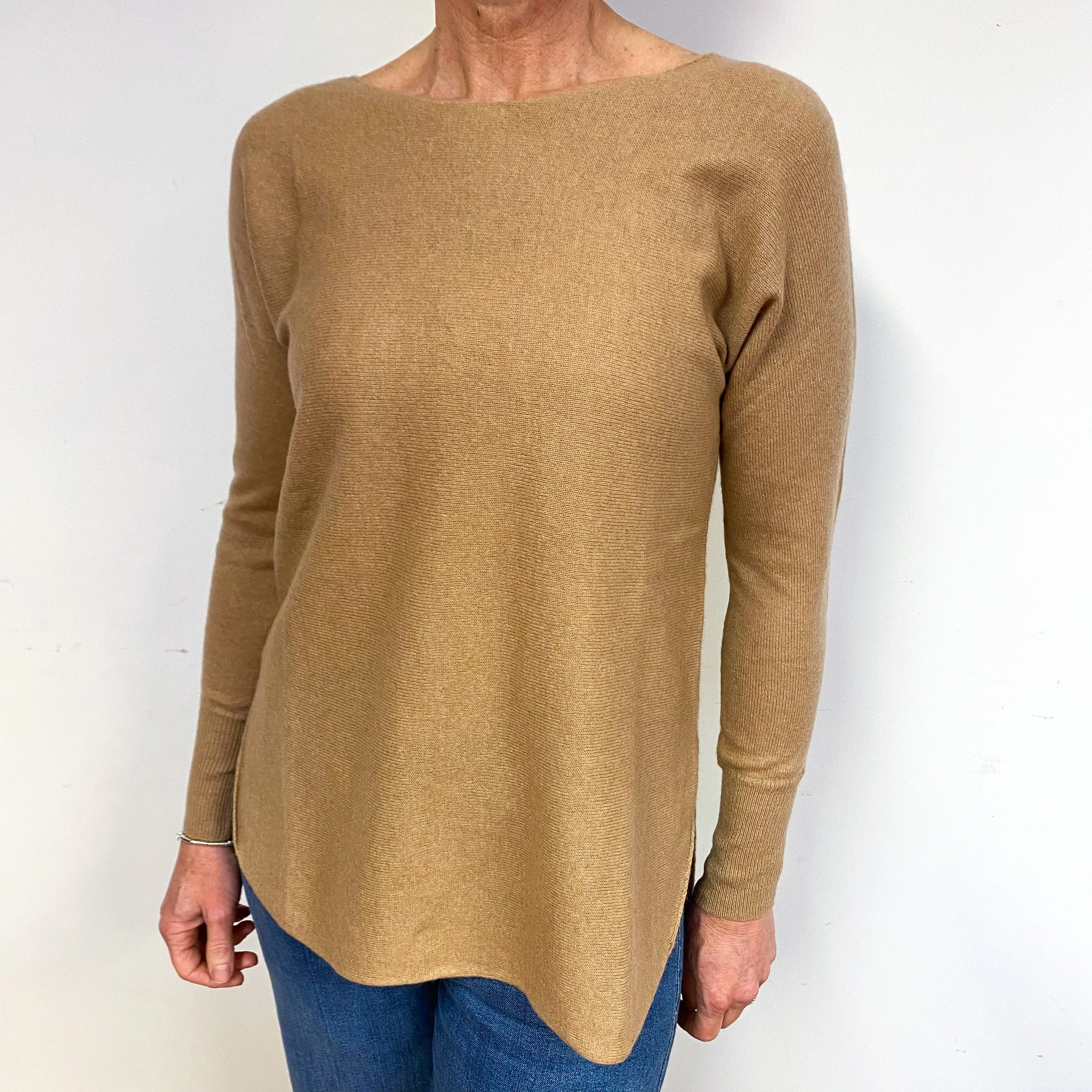 Biscuit Brown Cashmere Crew Neck Jumper Medium