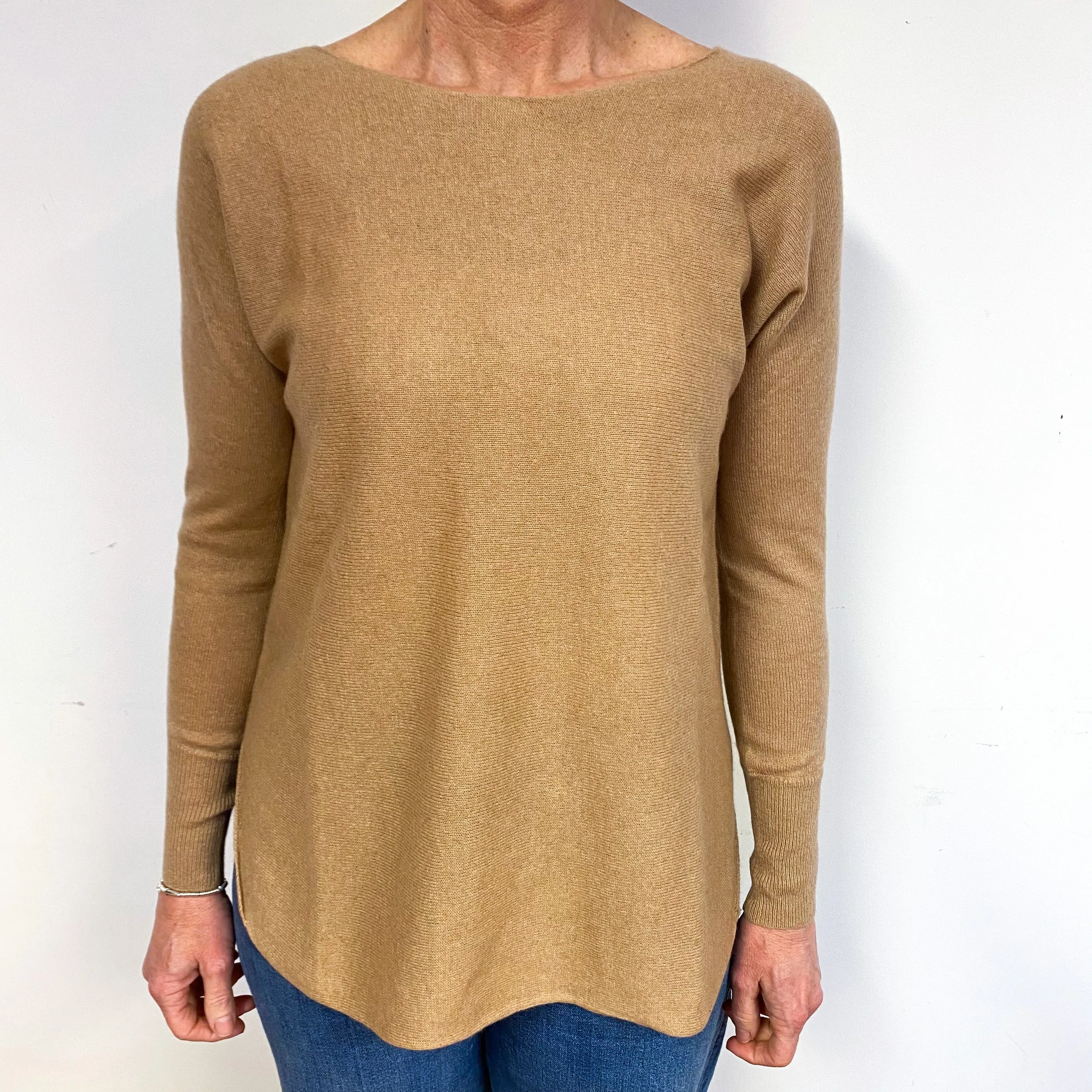 Biscuit Brown Cashmere Crew Neck Jumper Medium