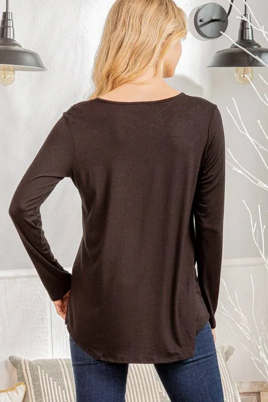 Black Crisscross Long Sleeve Top