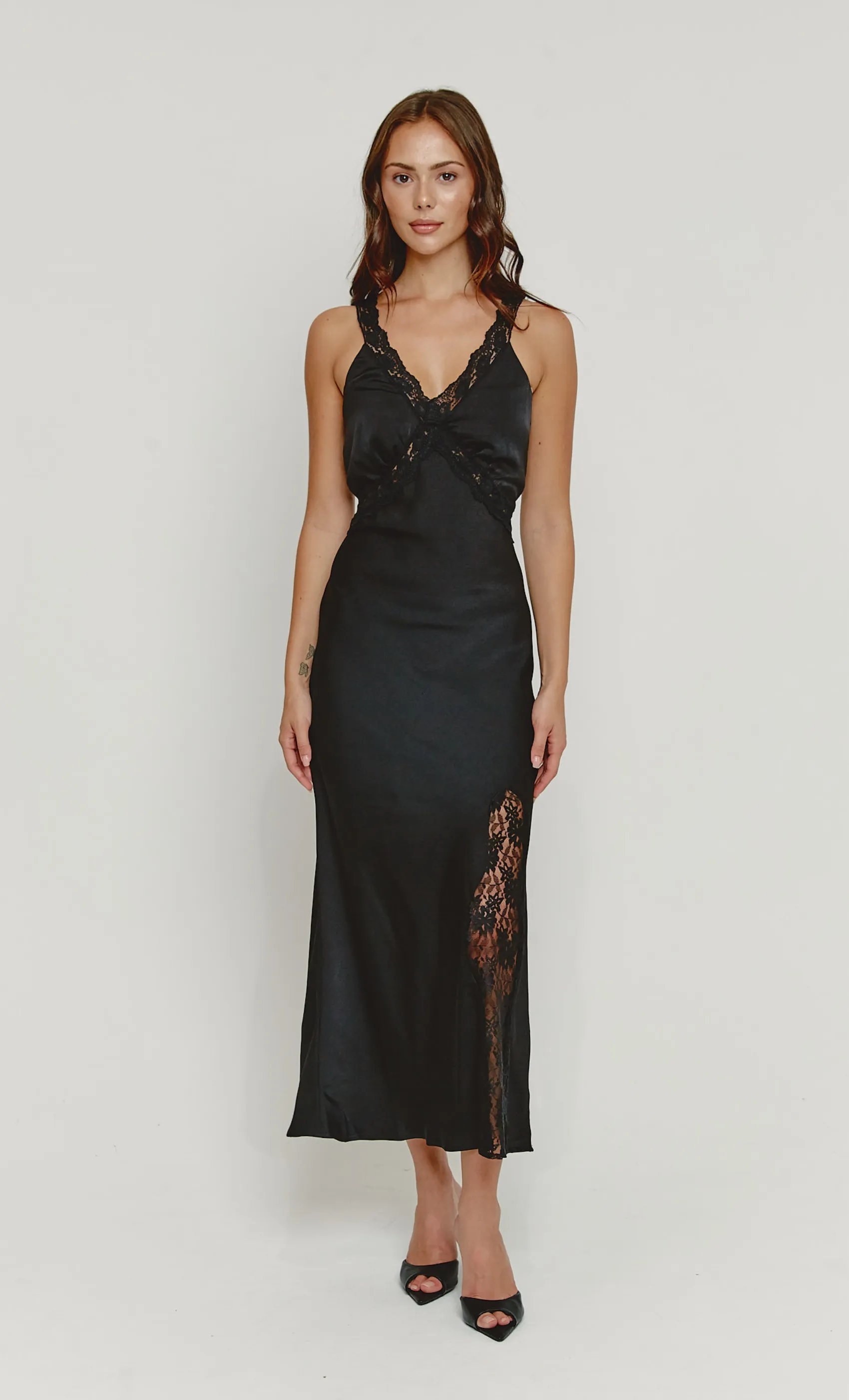 Black Lace Slip Maxi Dress