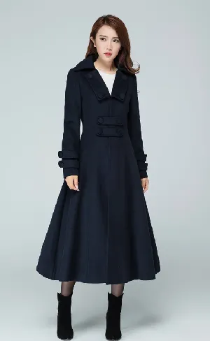 black midi vintage wool coat 1982#