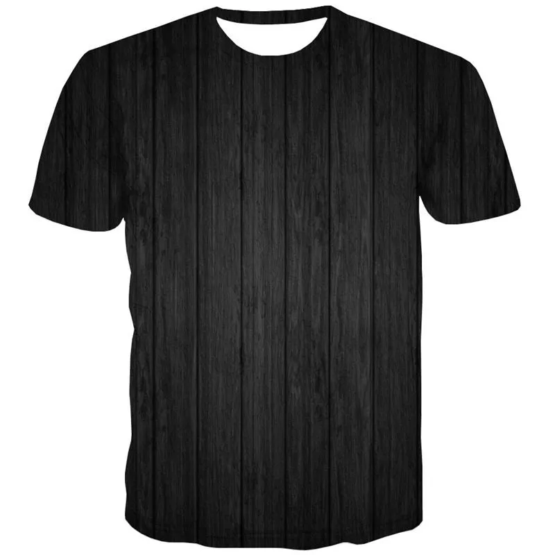 Black wood grain shirt special texture top tee men different art costume Casual