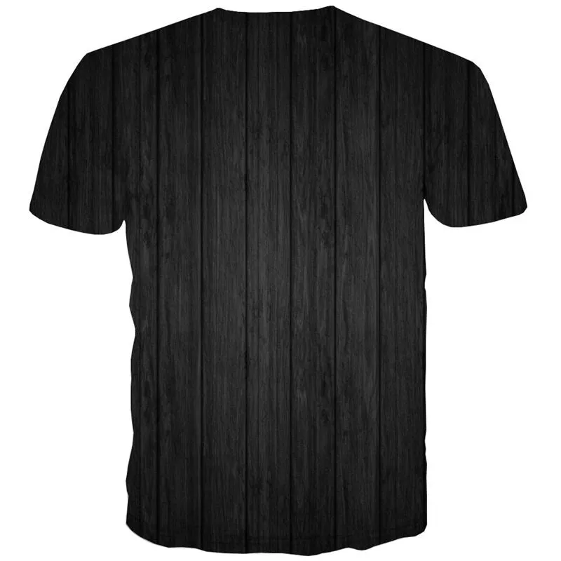 Black wood grain shirt special texture top tee men different art costume Casual