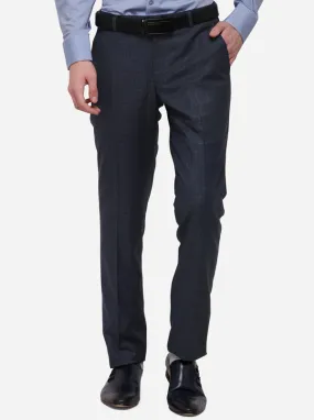 Blue & Grey Checked Super Slim Fit Formal Trouser | JadeBlue