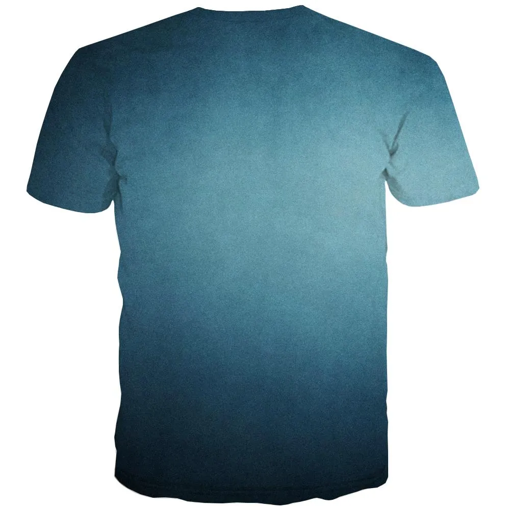 blue center gradient shirt Print clothes special texture art costume Cool different men