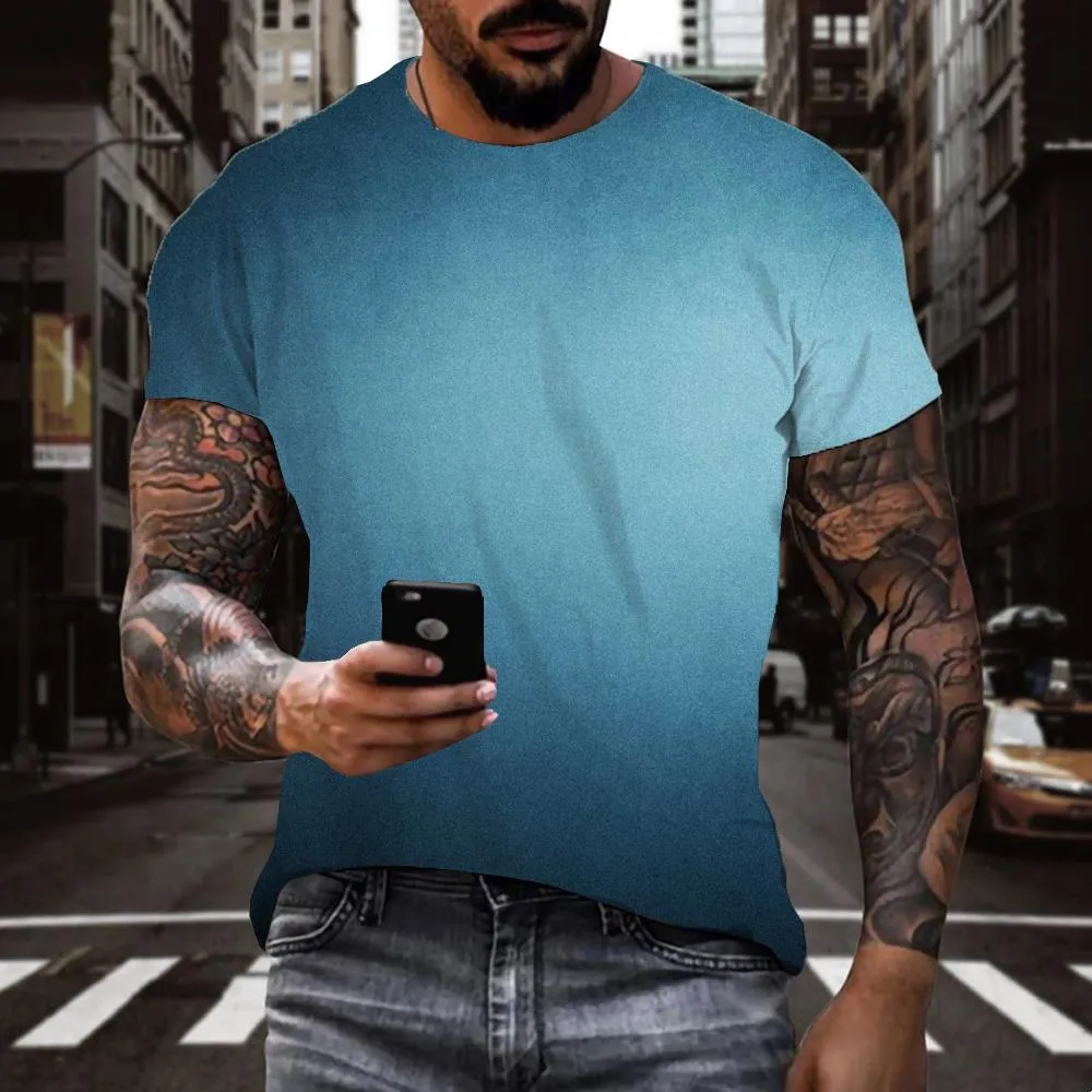 blue center gradient shirt Print clothes special texture art costume Cool different men